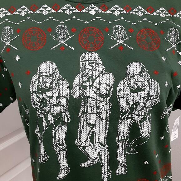 Disney Parks Star Wars Stormtrooper Holiday Sweater T Shirt Youth Size L NWT - Picture 3 of 10
